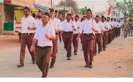 राष्ट्रीय स्वयंसेवक संघ जिला- नारायणपुर द्वारा आयोजित चैत्र शुक्ल प्रतिपदा उत्सव में हिंदू नव वर्ष और पथ संचलन का कार्यक्रम आयोजित किया गया।