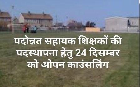 पदोन्नत सहायक शिक्षकों की पदस्थापना हेतु 24 दिसम्बर को ओपन काउंसलिंग