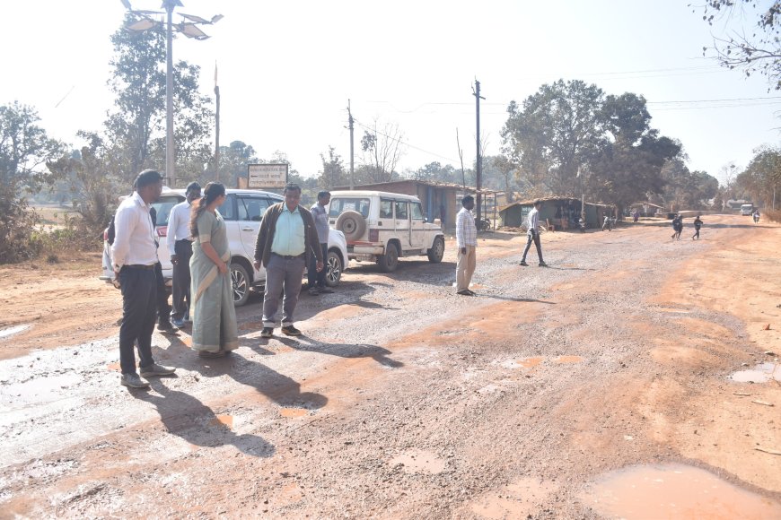 कलेक्टर नम्रता जैन ने सड़क निर्माण कार्य के प्रगति का छेरीबेड़ा से नारायणपुर तक किया सघन निरीक्षण