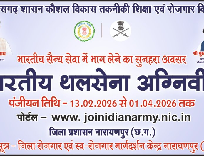 भारतीय सेना में अग्निवीर भर्ती हेतु ऑनलाइन आवेदन 01 अप्रैल तक