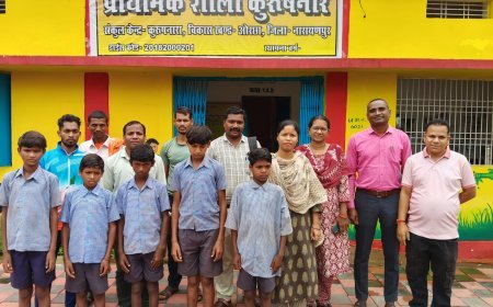 "स्कूल केंइता अभियान" से अबूझमाड़ के घमंडी गांव के 5 बच्चों का आश्रम शाला करुषनार में हुआ नामांकन, शिक्षा की मुख्यधारा से जुड़े