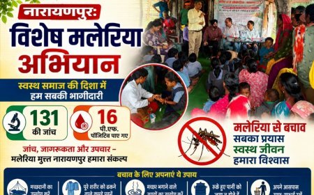 नारायणपुर: विशेष मलेरिया अभियान में 131 की जांच, 16 पी.एफ. पॉजिटिव पाए गए
