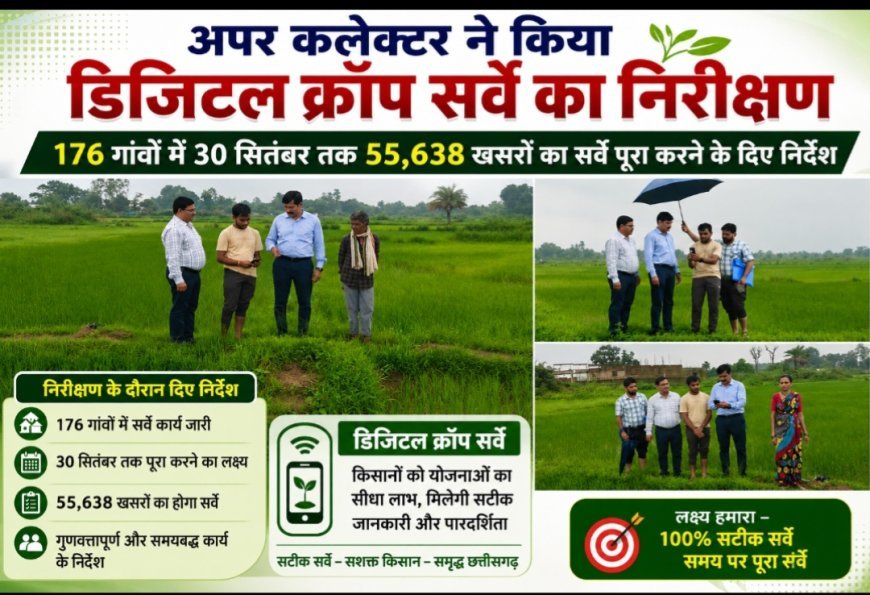 अपर कलेक्टर ने किया डिजिटल क्रॉप सर्वे का निरीक्षण, 176 गांवों में 30 सितंबर तक 55,638 खसरों का सर्वे पूरा करने के दिए निर्देश