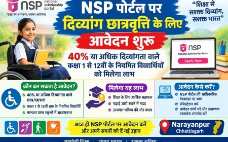 NSP पोर्टल पर दिव्यांग छात्रवृत्ति के लिए आवेदन शुरू: 40% या अधिक दिव्यांगता वाले कक्षा 1 से 12वीं के नियमित विद्यार्थियों को मिलेगा लाभ